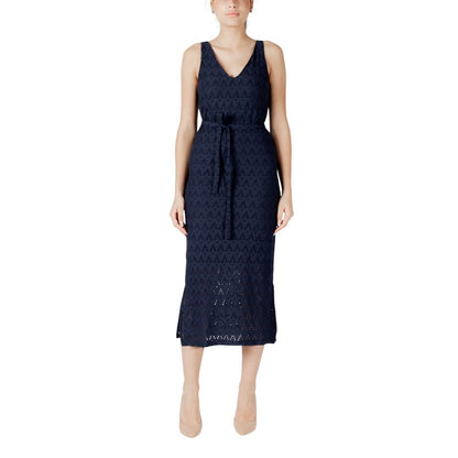 Vila Clothes Blue Recycled Polyester Midi Dress