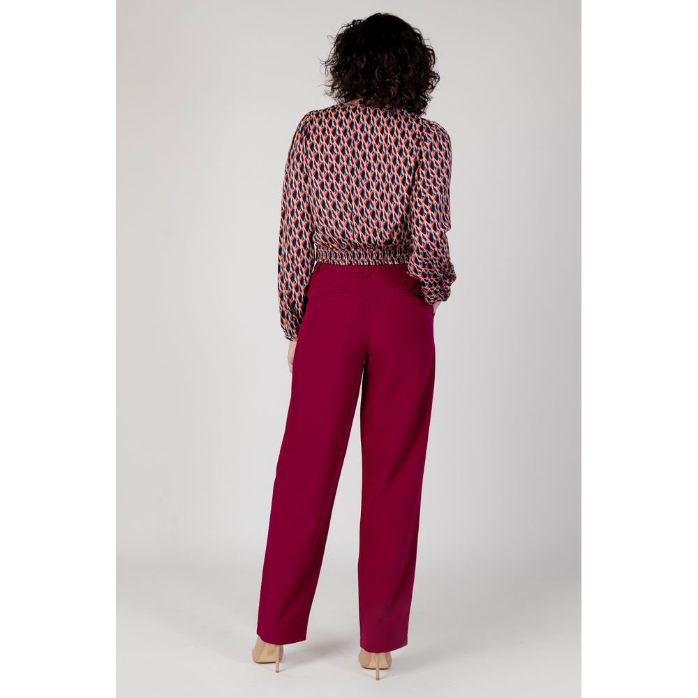 Back view of woman wearing Vila Clothes Bordeaux Polyester Casual Pants