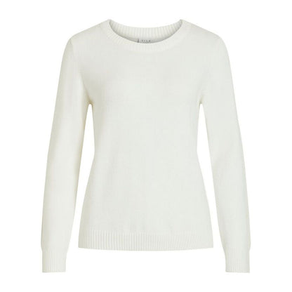 Vila Clothes White Viscose Sweatshirt with round neck and long sleeves, perfect for cool weather and versatile styling.