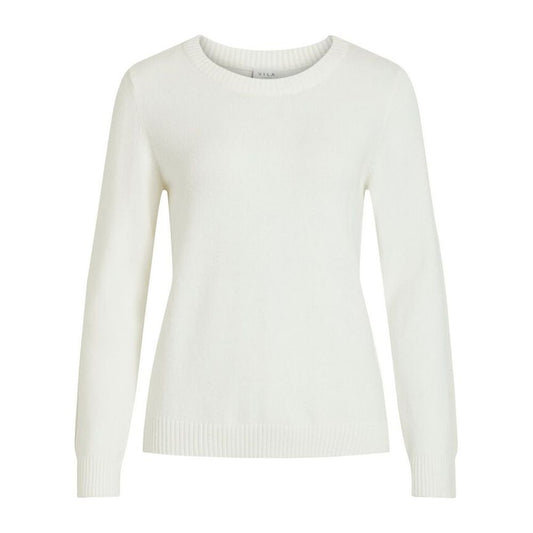 Vila Clothes White Viscose Sweatshirt with round neck and long sleeves, perfect for cool weather and versatile styling.