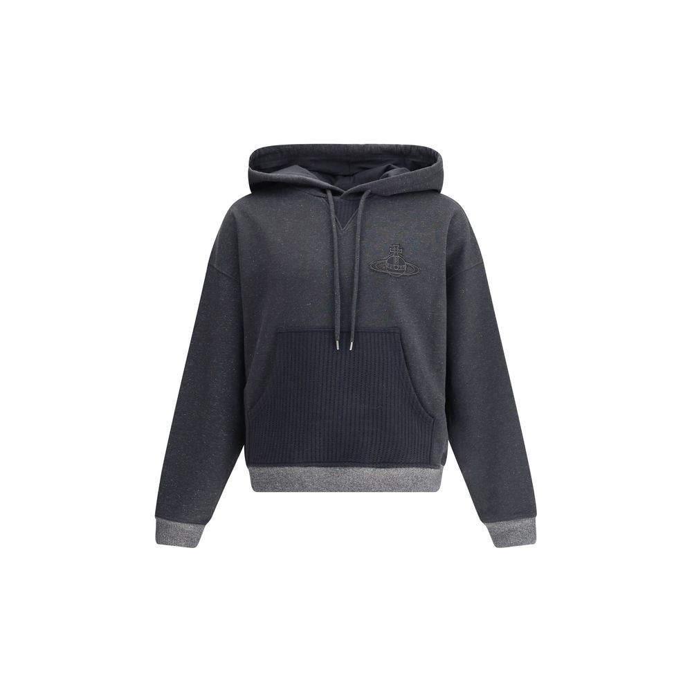 Vivienne Westwood Ashton Hoodie in dark grey with Orbit logo on front, featuring drawstring hood and front kangaroo pocket.