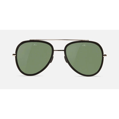 Vuarnet Black Stainless Steel Sunglasses with green mineral glass lenses for clear vision and reduced glare, style VL16140001112.