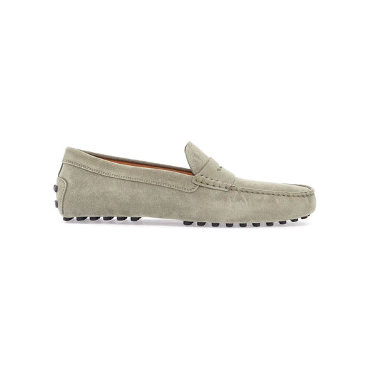 Tod'S beige suede driving moccasin for men with rubber sole