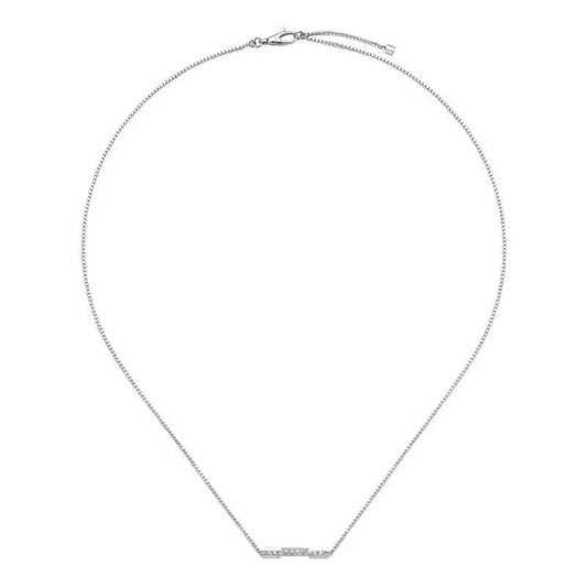 Elegant COLLANE GUCCI MOD. YBB662132001 necklace in silver finish, featuring a minimalist design with a delicate chain.