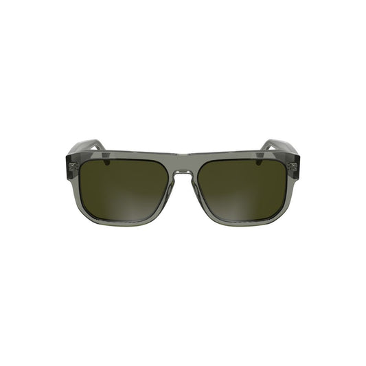Calvin Klein brown acetate men's sunglasses with smoke-tinted square lenses, featuring a classic and contemporary design.