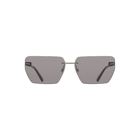 Calvin Klein gray metal sunglasses with rectangular lenses, stylish and modern eyewear design.