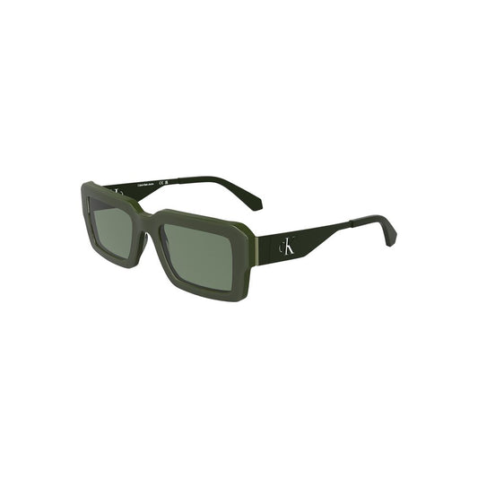 Calvin Klein green acetate women's sunglasses with rectangular lenses, offering style and eye protection for a sleek look.