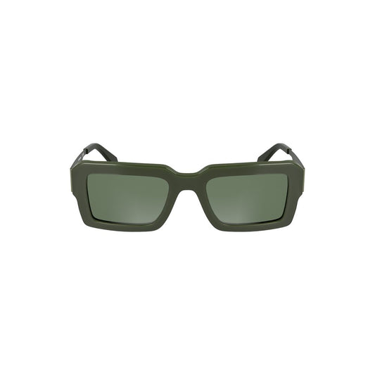 Calvin Klein green acetate women sunglasses with bold rectangular lenses, perfect for a stylish look and eye protection.