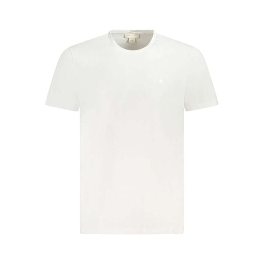 Calvin Klein white cotton t-shirt with crew neck, short sleeves, and embroidered logo detail.
