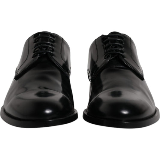 Dolce & Gabbana Black Calfskin Leather Derby Lace Up Formal Dress Shoes