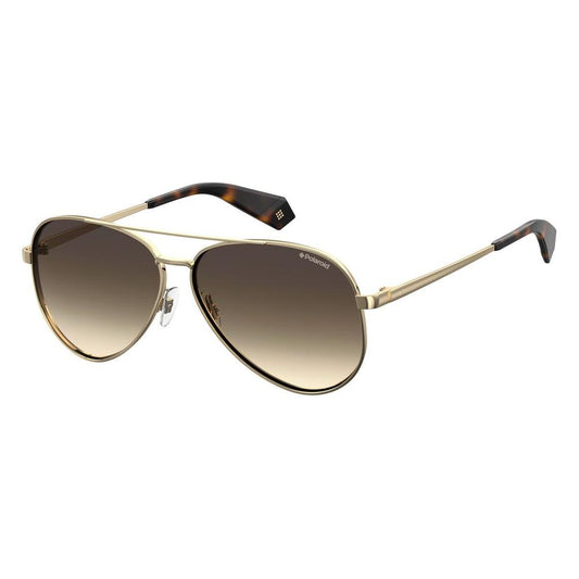 Polaroid Gold Metal Sunglasses with Brown Gradient Lenses, Classic Aviator Style, Women's Fashion Eyewear PLD6069SXJ5GL